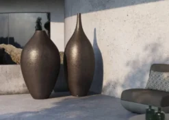 Casa Padrino Luxus Deko Blumentopf Matt Schwarz Ø 91 x H. 155 cm - Garten Deko