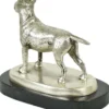 Casa Padrino Luxus Deko Bronzefigur Bullterrier Hund Silber / Schwarz 19 x 10 x H. 15 cm - Bronze Skulptur mit Marmorsockel - Dekofigur - Deko Accessoires