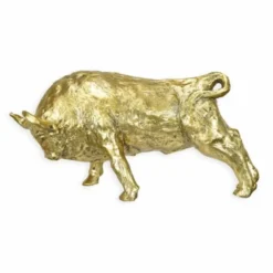 Casa Padrino Luxus Deko Bronze Skulptur Stier Gold 44,4 cm - Bronze Figur