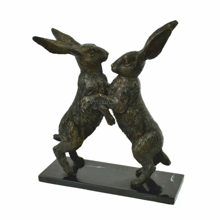 Casa Padrino Luxus Deko Bronze Skulptur Hasen H. 50 cm - Deko Accessoires