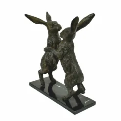 Casa Padrino Luxus Deko Bronze Skulptur Hasen H. 50 cm - Deko Accessoires