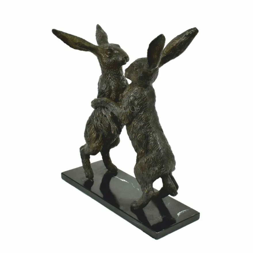 Casa Padrino Luxus Deko Bronze Skulptur Hasen H. 50 cm - Deko Accessoires