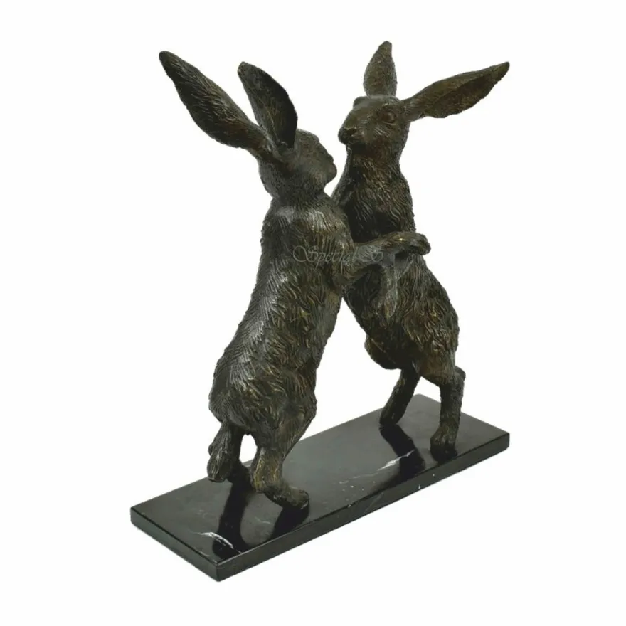 Casa Padrino Luxus Deko Bronze Skulptur Hasen H. 50 cm - Deko Accessoires