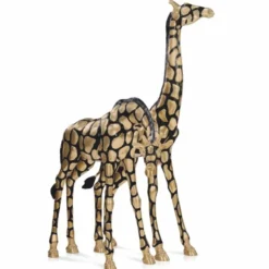 Casa Padrino Luxus Deko Bronze Skulpturen Set Giraffen Gold / Schwarz - Garten Figuren