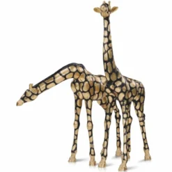 Casa Padrino Luxus Deko Bronze Skulpturen Set Giraffen Gold / Schwarz - Garten Figuren
