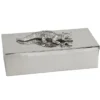 Casa Padrino Luxus Deko Dose Silber 30 x 15 x H. 9 cm - Schatulle mit Krokodil auf dem Deckel