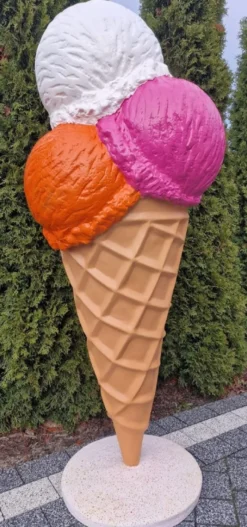 Casa Padrino Luxus Deko Eis im Hörnchen Mehrfarbig H. 185 cm - Großes Deko Eis - Wetterbeständiges XXL Deko Eis - Restaurant Dekoration - Gastronomie Dekoration - Eisdielen Dekoration
