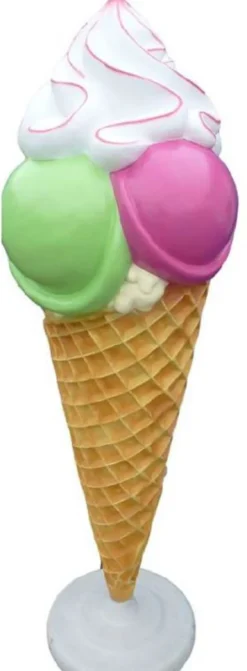 Casa Padrino Luxus Deko Eis im Hörnchen Mehrfarbig H. 220 cm - Großes Deko Eis - Wetterbeständiges XXL Deko Eis - Gastronomie Dekoration - Eisdielen Dekoration - Restaurant Dekoration
