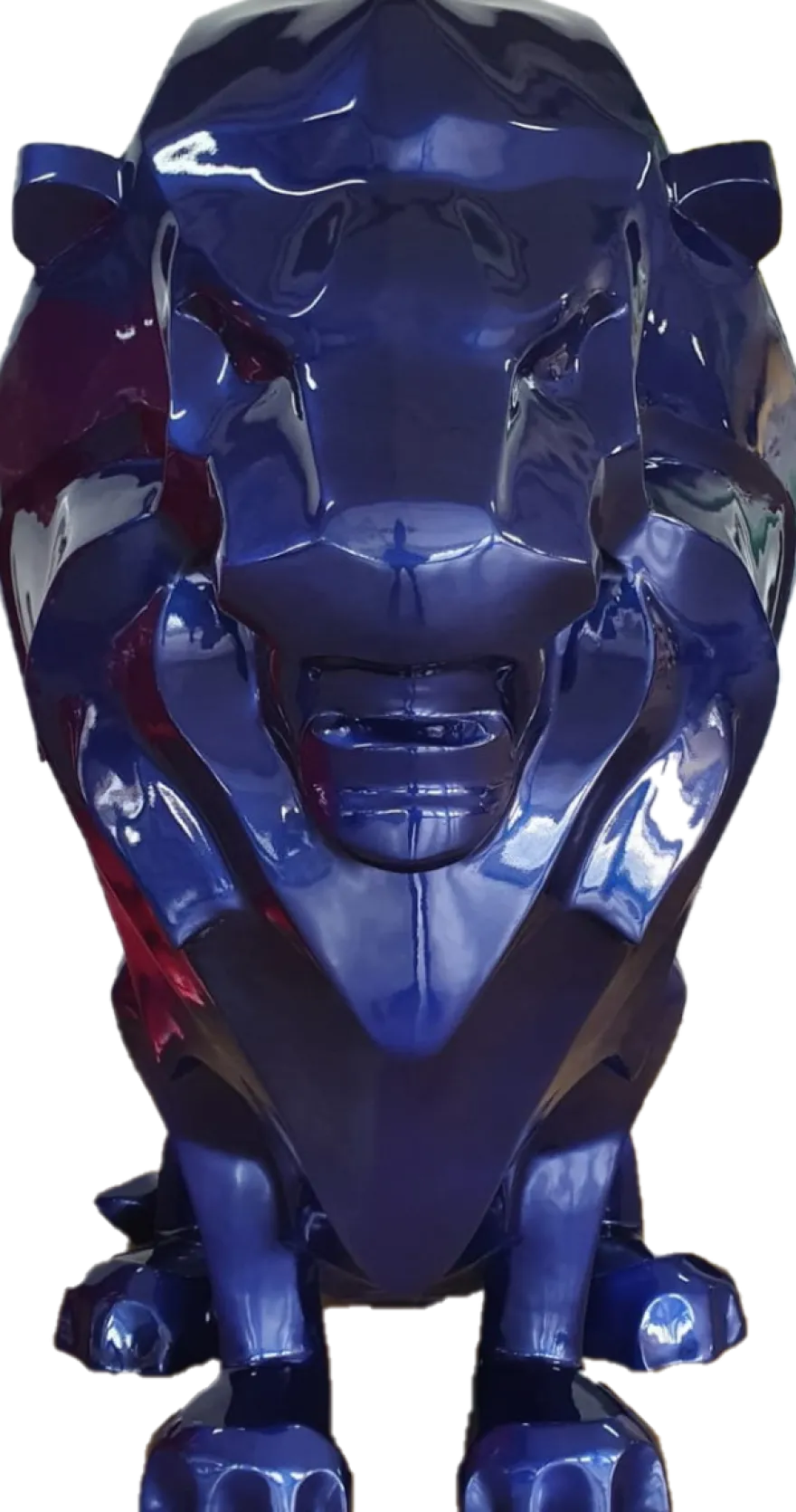 Casa Padrino Luxus Dekofigur Löwe Blau 90 x 80 x H. 170 cm - Riesige Wetterbeständige Deko Skulptur - Wohnzimmer Deko - Gartendeko Tierfigur