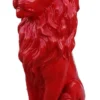 Casa Padrino Luxus Dekofigur Löwe mit Krone Rot / Gold H. 80 cm - Wetterbeständige Deko Skulptur - Wohnzimmer Deko - Garten & Terrassen Deko Tierfigur