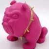 Casa Padrino Luxus Deko Figur Hund Bulldogge mit Halskette Rosa / Gold H. 55 cm - Kunstharz Deko Skulptur - Wohnzimmer Deko - Luxus Deko Tierfigur