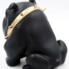 Casa Padrino Luxus Deko Figur Hund Bulldogge mit Halskette Schwarz / Gold H. 55 cm - Kunstharz Deko Skulptur - Wohnzimmer Deko - Luxus Deko Tierfigur