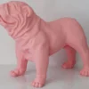 Casa Padrino Luxus Deko Figur Hund Bulldogge Hellrosa 85 x 45 x H. 74 cm - Kunstharz Deko Skulptur - Wohnzimmer Deko - Luxus Deko Tierfigur