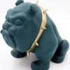 Casa Padrino Luxus Deko Figur Hund Bulldogge mit Halskette Grün / Gold H. 55 cm - Kunstharz Deko Skulptur - Wohnzimmer Deko - Luxus Deko Tierfigur