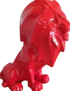 Casa Padrino Luxus Dekofigur Löwe Rot 90 x 80 x H. 170 cm - Riesige Wetterbeständige Deko Skulptur - Wohnzimmer Deko - Gartendeko Tierfigur