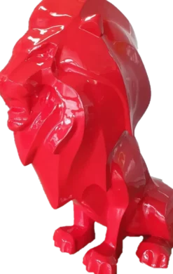 Casa Padrino Luxus Dekofigur Löwe Rot 90 x 80 x H. 170 cm - Riesige Wetterbeständige Deko Skulptur - Wohnzimmer Deko - Gartendeko Tierfigur