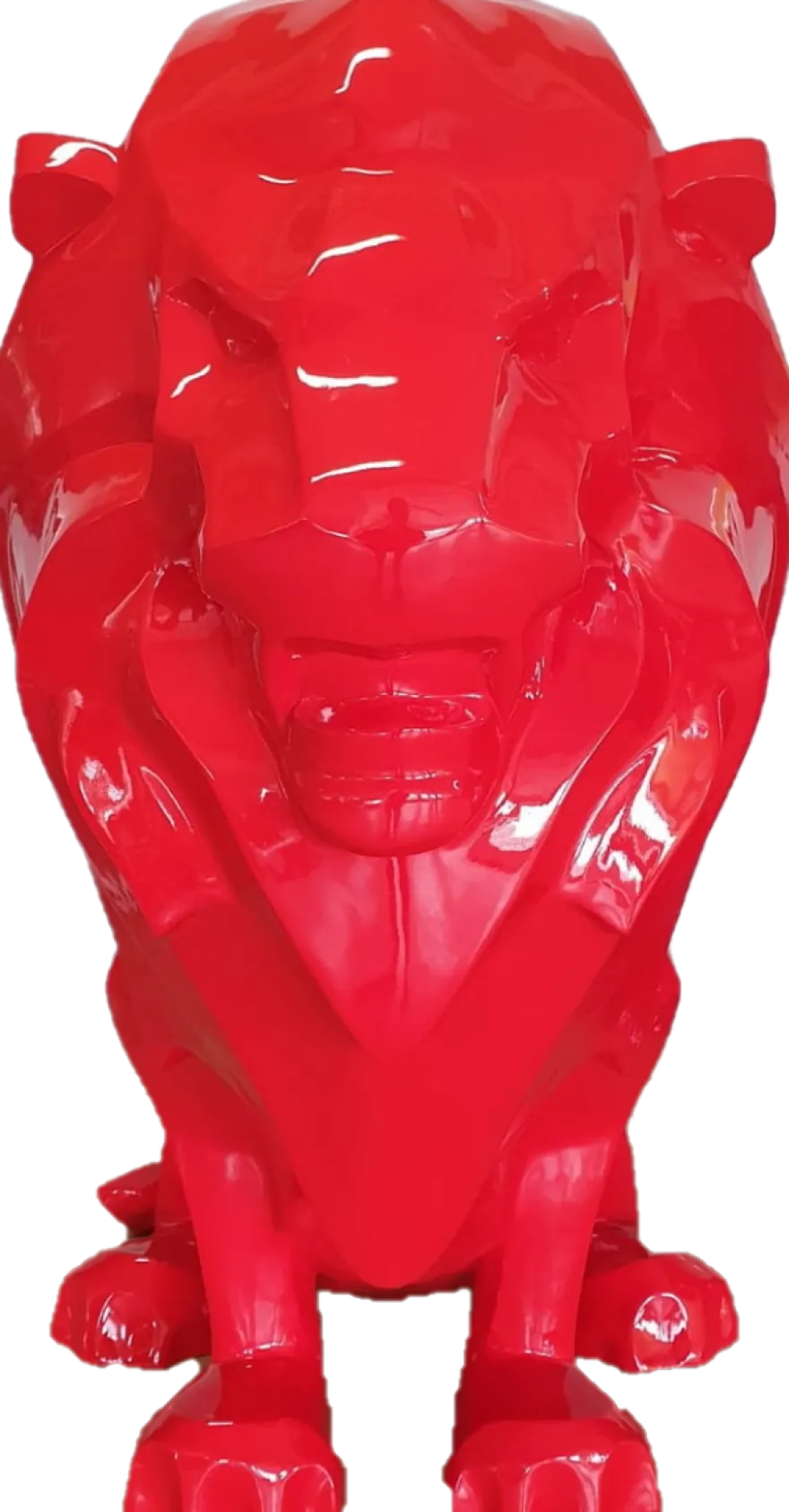 Casa Padrino Luxus Dekofigur Löwe Rot 90 x 80 x H. 170 cm - Riesige Wetterbeständige Deko Skulptur - Wohnzimmer Deko - Gartendeko Tierfigur