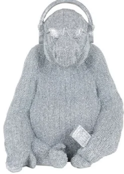 Casa Padrino Luxus Deko Figur Gorilla Affe Silber 26 x 24 x H. 35 cm - Kunstharz Deko Skulptur - Wohnzimmer Deko - Schreibtisch Deko - Luxus Deko Tierfigur