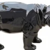 Casa Padrino Luxus Dekofigur Nilpferd Schwarz 80 x H. 38 cm - Wohnzimmer Deko Skulptur - Gartendeko Skulptur - Wetterbeständige Tierfigur