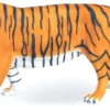 Casa Padrino Luxus Dekofigur Tiger Orange / Gelb / Weiß / Schwarz 250 x 55 x H. 90 cm - Lebensgroße Dekofigur - Riesige Tierfigur - Gartendeko Skulptur
