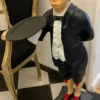 Casa Padrino Luxus Deko Figur Buttler Mehrfarbig 36 x 44 x H. 94 cm - Kunstharz Deko Skulptur - Deko Accessoires