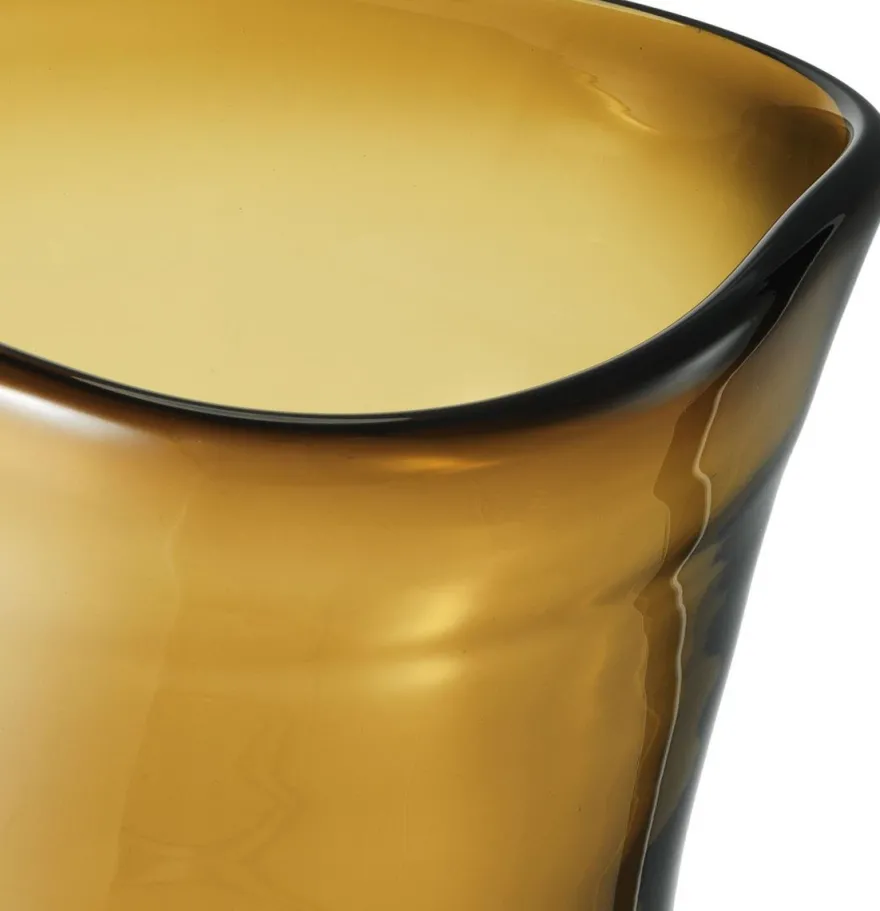 Casa Padrino Luxus Deko Glas Vase Braun Ø 20 x H. 27,5 cm - Mundgeblasene Blumenvase - Luxus Deko Accessoires