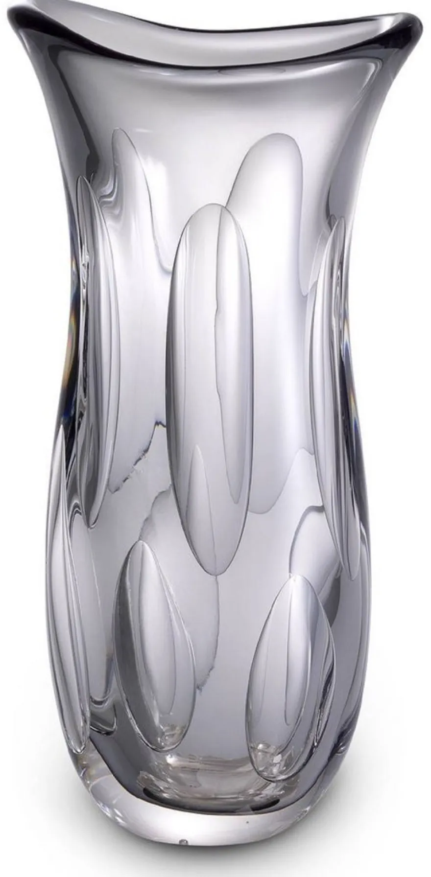 Casa Padrino Luxus Deko Glasvase Grau 19 x 14 x H. 39 cm - Elegante Blumenvase aus mundgeblasenem Glas - Deko Accessoires