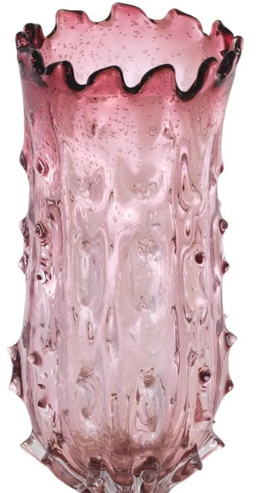 Casa Padrino Luxus Deko Glas Vase Blassrosa Ø 24 x H. 42 cm - Designer Blumenvase
