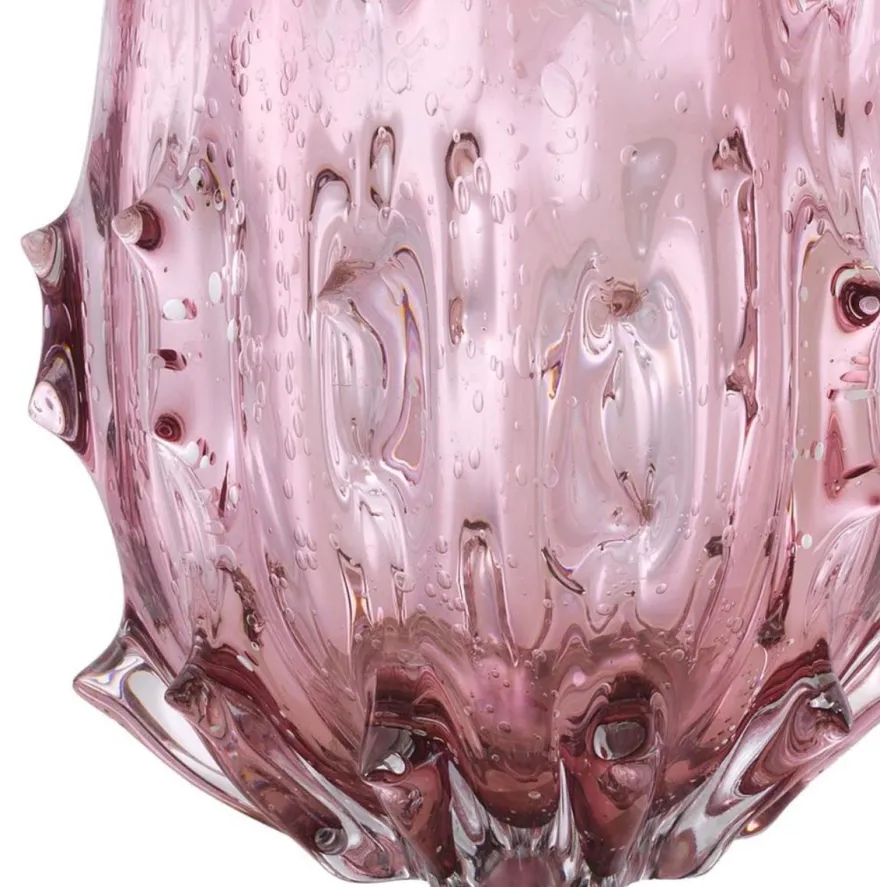 Casa Padrino Luxus Deko Glas Vase Blassrosa Ø 24 x H. 42 cm - Designer Blumenvase
