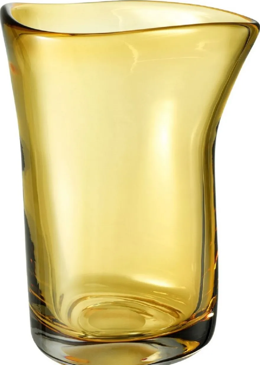 Casa Padrino Luxus Deko Glas Vase Gelb Ø 20 x H. 27,5 cm - Mundgeblasene Blumenvase - Luxus Deko Accessoires