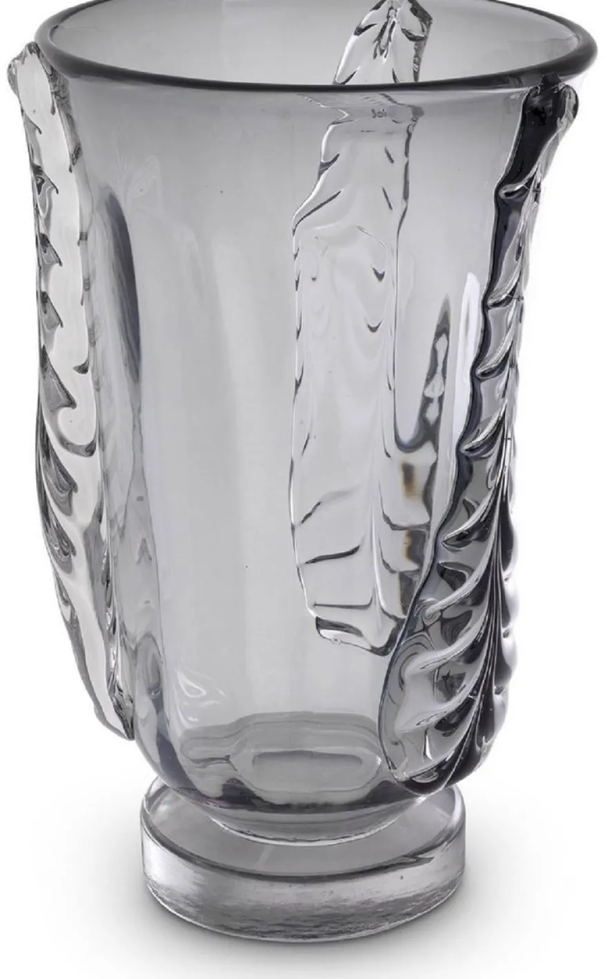 Casa Padrino Luxus Deko Glas Vase Grau Ø 26 x H. 42 cm - Elegante mundgeblasene Blumenvase - Deko Accessoires