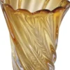 Casa Padrino Luxus Deko Glas Vase Gelb Ø 19,5 x H. 25,5 cm - Mundgeblasene Blumenvase - Luxus Deko Accessoires