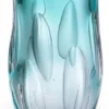 Casa Padrino Luxus Deko Glasvase Türkis 20 x 13 x H. 30 cm - Elegante Blumenvase aus mundgeblasenem Glas - Deko Accessoires