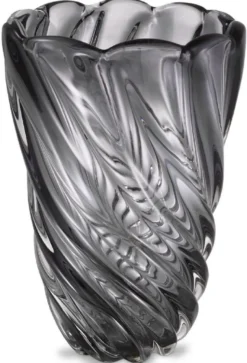 Casa Padrino Luxus Deko Glas Vase Grau Ø 20,5 x H. 29 cm - Mundgeblasene Blumenvase - Luxus Deko Accessoires