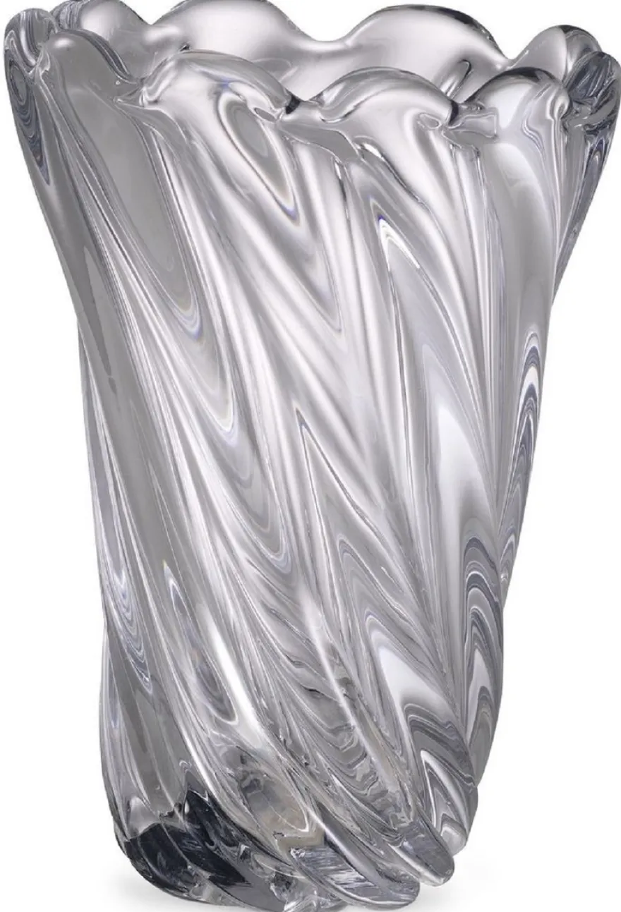 Casa Padrino Luxus Deko Glas Vase Ø 20,5 x H. 29 cm - Mundgeblasene Blumenvase - Luxus Deko Accessoires