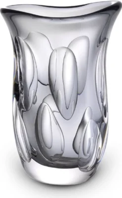 Casa Padrino Luxus Deko Glasvase Grau 20 x 13 x H. 30 cm - Elegante Blumenvase aus mundgeblasenem Glas - Deko Accessoires