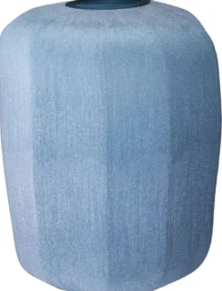 Casa Padrino Luxus Deko Glas Vase Blau Ø 33 x H. 42 cm - Mundgeblasene Blumenvase - Luxus Deko Accessoires