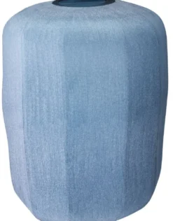 Casa Padrino Luxus Deko Glas Vase Blau Ø 33 x H. 42 cm - Mundgeblasene Blumenvase - Luxus Deko Accessoires