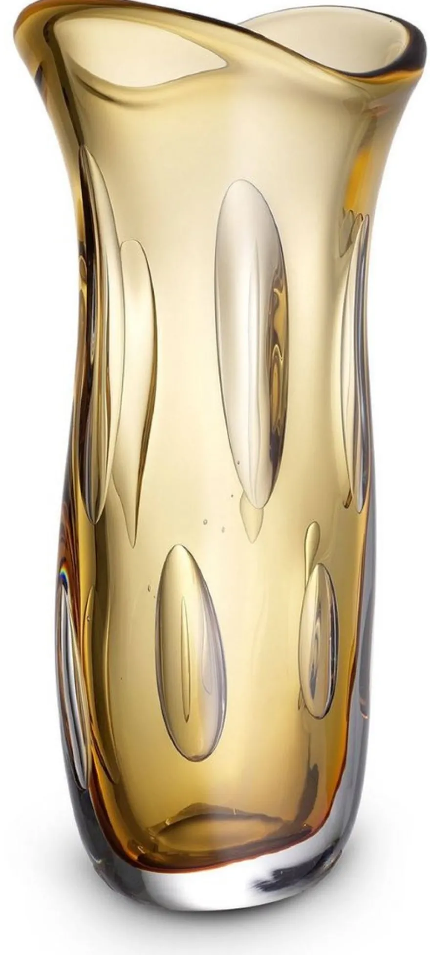 Casa Padrino Luxus Deko Glasvase Orange 19 x 14 x H. 39 cm - Elegante Blumenvase aus mundgeblasenem Glas - Deko Accessoires