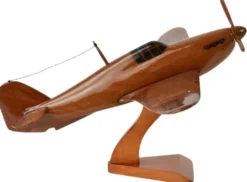 Casa Padrino Luxus Deko Jagdflugzeug Hawker Hurricane Braun / Schwarz 44 x 35 x H. 20 cm - Holz Flugzeug mit Ständer - Propellerflugzeug - Modellflugzeug - Schreibtisch Deko - Deko Accessoires