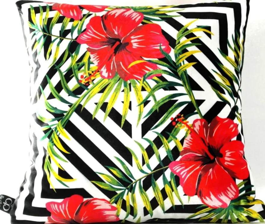 Casa Padrino Luxus Deko Kissen Pittsburgh Flowers Mehrfarbig 45 x 45 cm - Feinster Samtstoff - Wohnzimmer Kissen