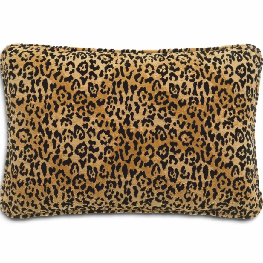 Casa Padrino Luxus Deko Kissen Leopard Beige / Schwarz 60 x 40 cm - Deko Accessoires