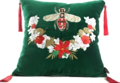 Casa Padrino Luxus Deko Kissen mit Troddeln Bee Grün / Mehrfarbig 45 x 45 cm - Feinster Samtstoff - Luxus Deko Accessoires
