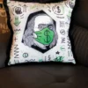 Casa Padrino Luxus Deko Kissen Weiß / Grün / Schwarz 45 x 45 cm - Bedrucktes Samt Kissen mit Fransen - Luxus Deko Accessoires