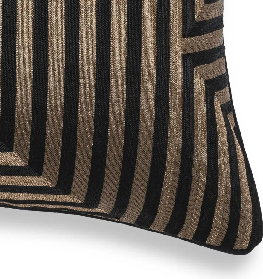 Casa Padrino Luxus Deko Kissen Schwarz / Gold 50 x 50 cm - Edles Zierkissen mit elegantem Muster - Luxus Qualität - Hotel Kollektion