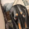 Casa Padrino Luxus Deko Kissen Hunde Ehepaar Mehrfarbig / Grau 45 x 45 cm - Bedrucktes Samt Kissen mit Fransen - Luxus Qualität
