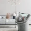 Casa Padrino Luxus Deko Kissen Palast Mehrfarbig / Grau 45 x 45 cm - Bedrucktes Samt Kissen mit Fransen - Luxus Deko Accessoires