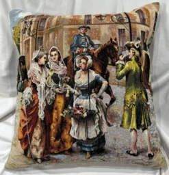 Casa Padrino Luxus Deko Kissen Mittelalter Mehrfarbig 45 x 45 cm - Bedrucktes Zierkissen mit edlem Gobelin Stoff - Luxus Deko Accessoires