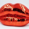 Casa Padrino Luxus Deko Lippen Chrom Rot 46 x H. 25 cm - Kunstharz Deko Kuss Mund Lippen - Wohnzimmer Deko Accessoires