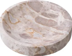 Casa Padrino Luxus Deko Marmor Schale Braun Ø 30,5 x H. 5,5 cm - Runde Obstschale - Esstisch Deko - Deko Accessoires - Luxus Accessoires - Luxus Qualität